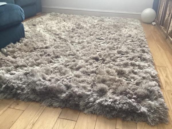 Image 1 of Beautiful thick silver grey large rug