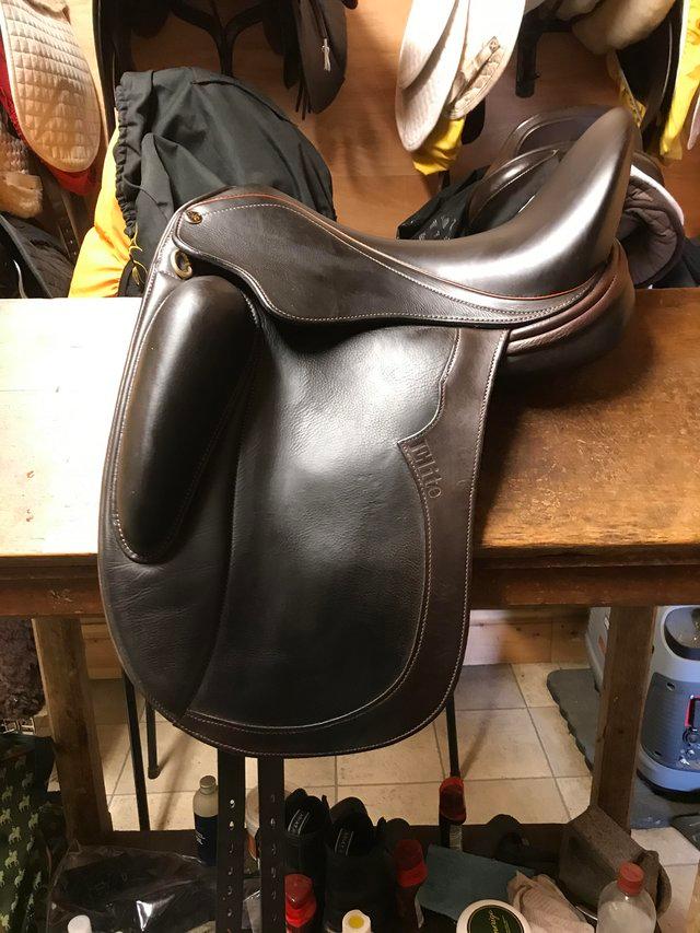 Preview of the first image of Peter Horobin StrideFree Elite dressage saddle.