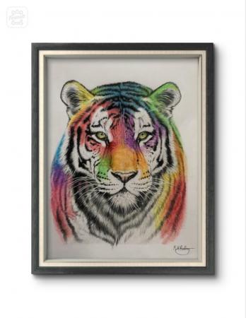 Image 1 of Artwork - multicoloured tiger 1of1 original artwork
