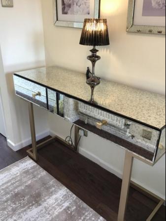 Image 2 of Antique Mirror Glass Console Table