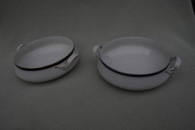 Image 1 of Victorian Alfred Meakin Pottery Bleu de Roi Serving Dishes