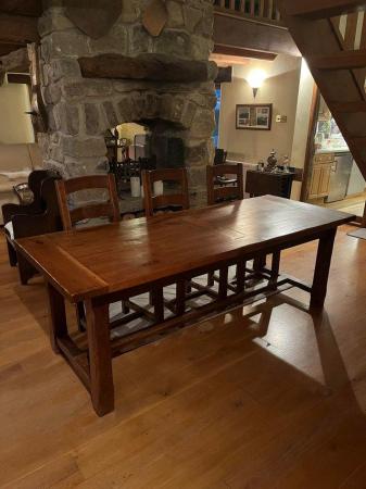 Image 1 of Solid Oak Refectory Dining Table with 8 Chairs