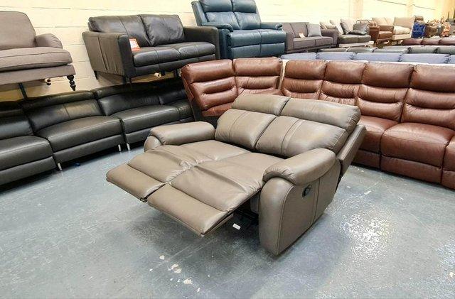 Image 9 of La-z-boy Winchester grey leather manual 2 seater sofa