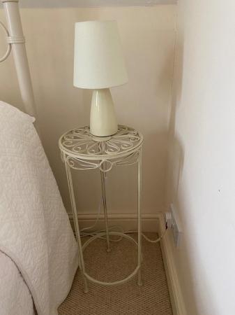 Image 1 of 2 x METAL BEDSIDE LAMP TABLES, WHITE