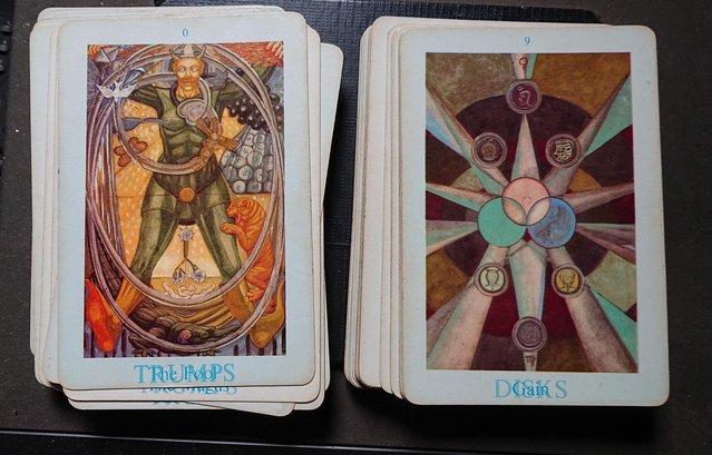 Image 3 of Thoth Tarot Pack. Early White Box With Gold Inner Box