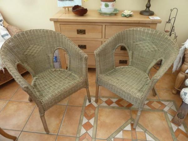 Image 2 of 2 green wicker chairs for sale
