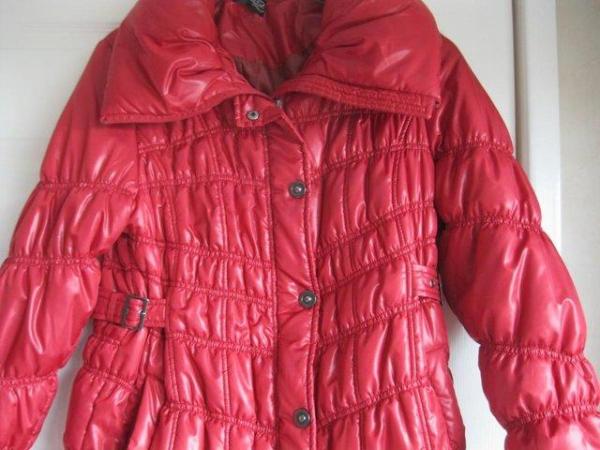 Image 2 of Deep Red quilted Coat with shine, size 12