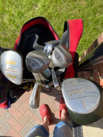 Image 1 of 2 sets of golf clubs, trolley, many extras