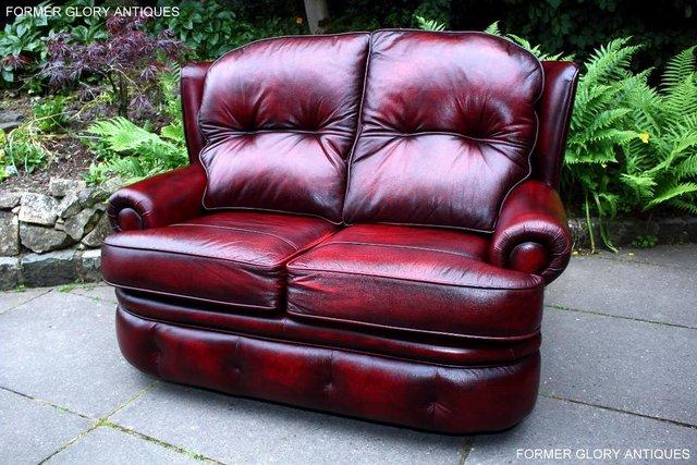 Image 107 of SAXON OXBLOOD RED LEATHER CHESTERFIELD SETTEE SOFA ARMCHAIR