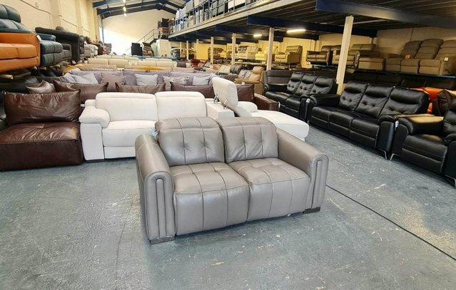 Image 6 of Alessio grey leather electric recliner 2 seater sofa