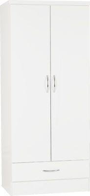 Preview of the first image of NEVADA 2 DOOR 1 DRAWER  WARDROBE IN WHITE GLOSS.