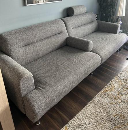 Image 3 of IKEA grey fabric sofa with head support cushions