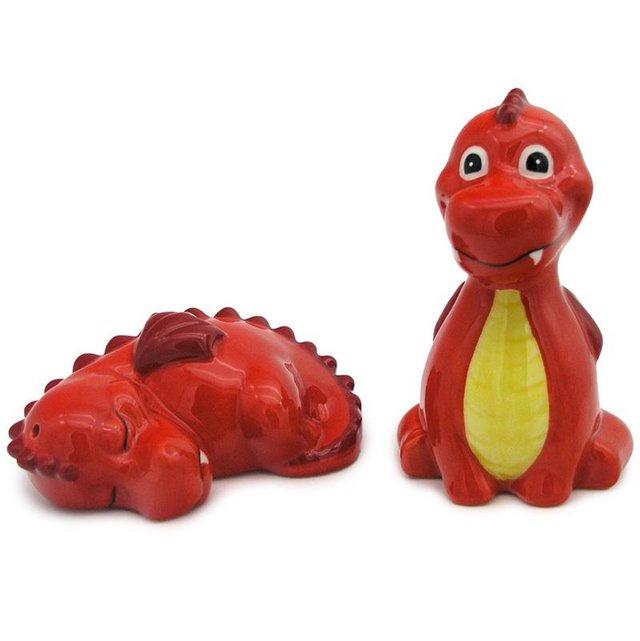 Preview of the first image of Novelty Ceramic Salt and Pepper - Red Dragon.Free uk Postage.