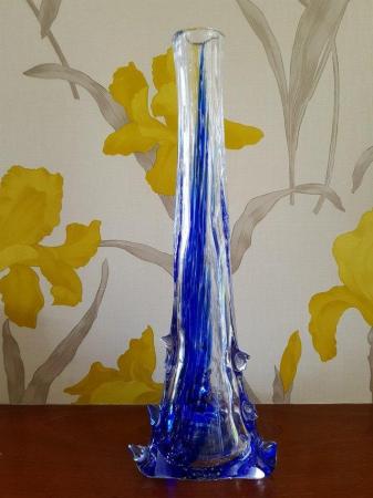 Image 1 of Rare carlos vieria tall horned glass signed vase