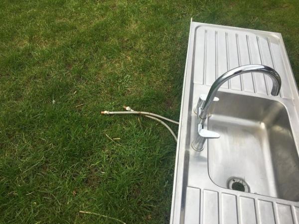 Image 2 of Kitchen sink with double drainer and mixer tap