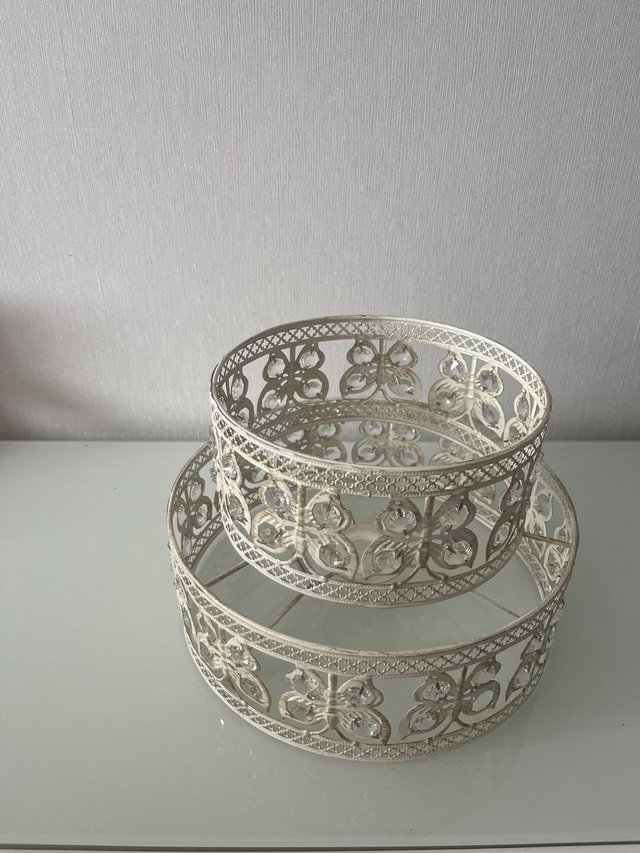 Preview of the first image of Gorgeous Cream & Crystal Butterfly Lampshade.