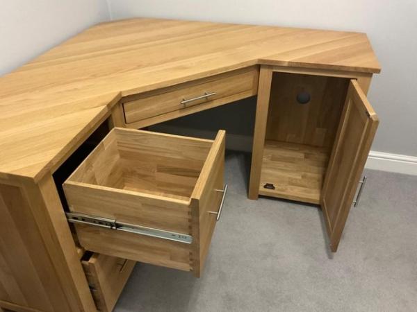 Image 3 of Oak Corner Desk and Cabinet