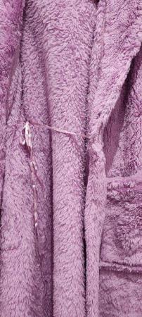 Image 6 of New M&S Lavender Fleece Dressing Gown X-Small Hooded Pockets