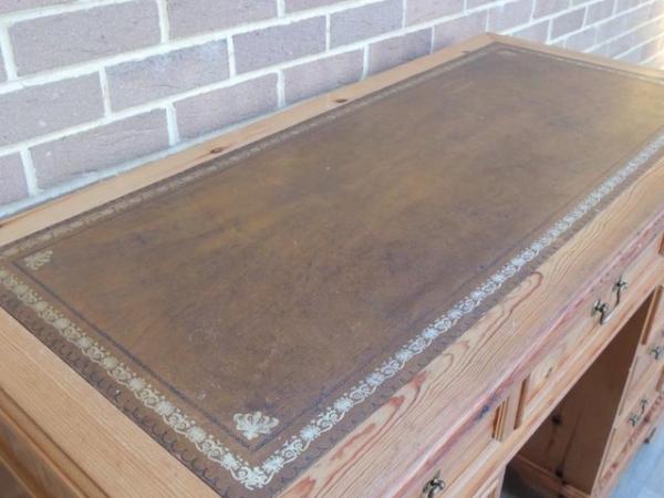 Image 14 of Welsh Pine Pedestal Desk with Leather Top (UK Delivery)