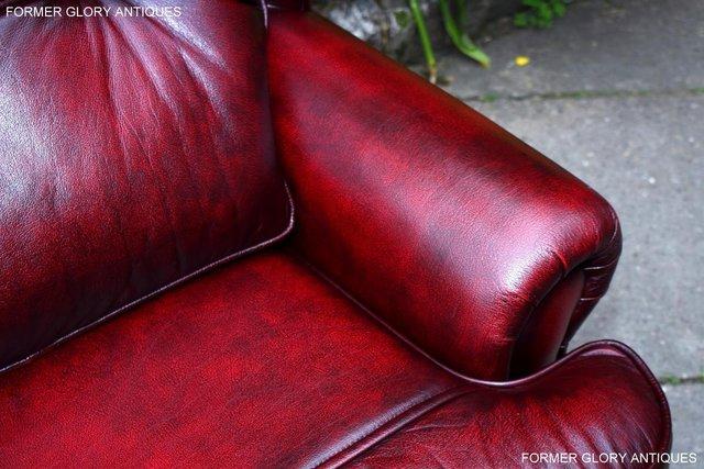 Image 21 of SAXON OXBLOOD RED LEATHER CHESTERFIELD SETTEE SOFA ARMCHAIR