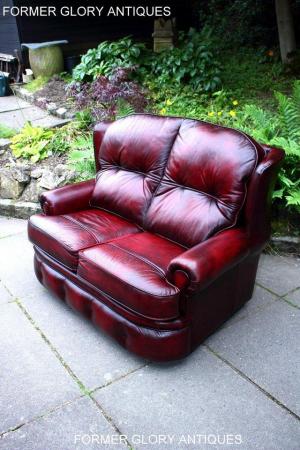 Image 72 of SAXON OXBLOOD RED LEATHER CHESTERFIELD SETTEE SOFA ARMCHAIR