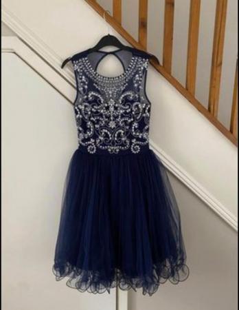 Image 1 of Prom dress/party dress navy blue and aisrjked