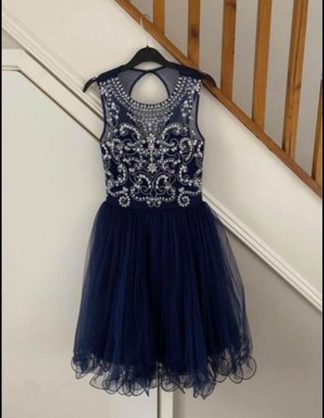 Preview of the first image of Prom dress/party dress navy blue and aisrjked.