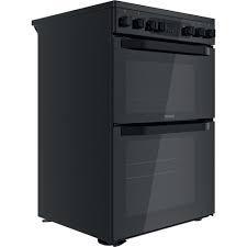 Image 1 of HOTPOINT 60CM BLACK CERAMIC ELECTRIC COOKER-2 OVENS-FAB