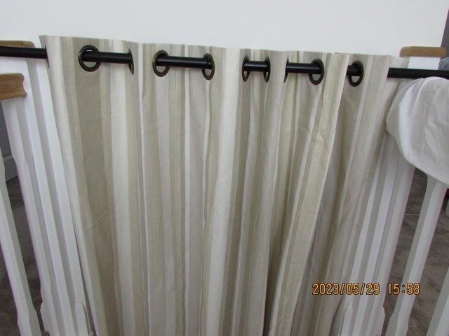 Preview of the first image of fully lined Linen Curtains neutral colour.