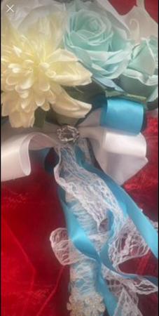Image 3 of Blue & White Wedding/prom Bouquet