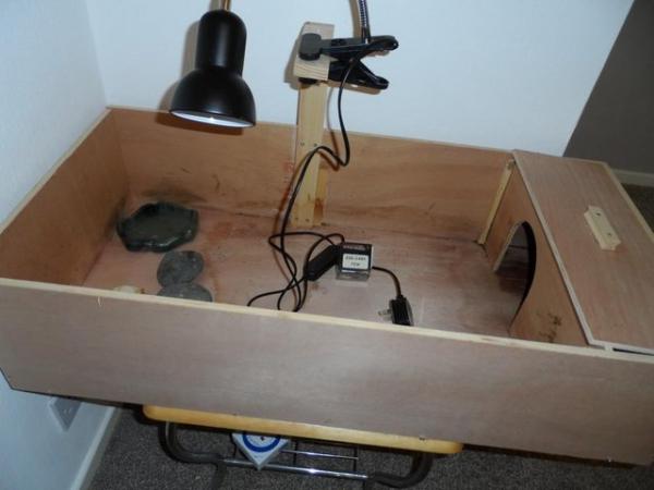 Image 1 of TORTOISE TABLE WITH CLAMP LAMP HOLDER