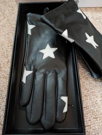 Image 2 of Black/white star leather gloves. New in box. Julien Macdonal