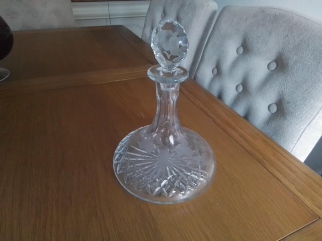Preview of the first image of Heavy cut glass crystal decanter.