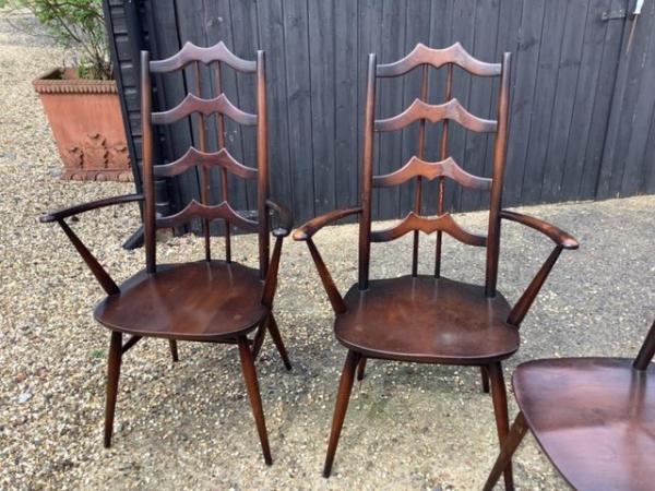 Image 3 of Ercol rare set 10 bat wing dining chairs