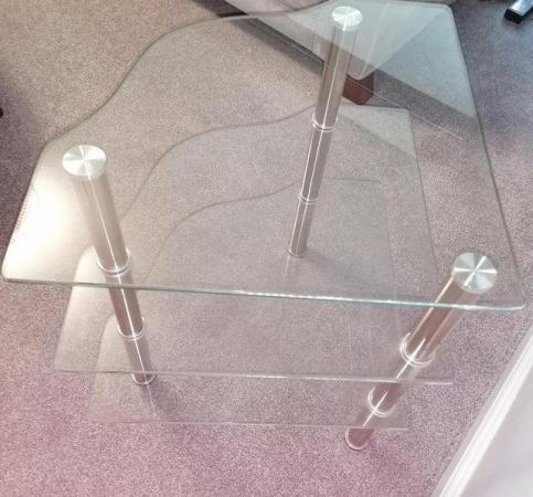 Image 3 of Glass Corner table, three tiers.