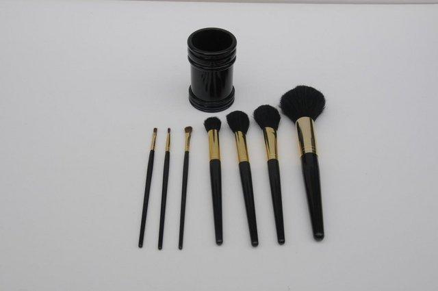 Image 3 of Seven Different Sized Soft Makeup Brushes With Storage Pot