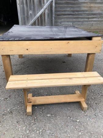 Image 3 of OUTDOOR CHILDRENS CHALK TABLE WITH LIFT LID AND BENCHES