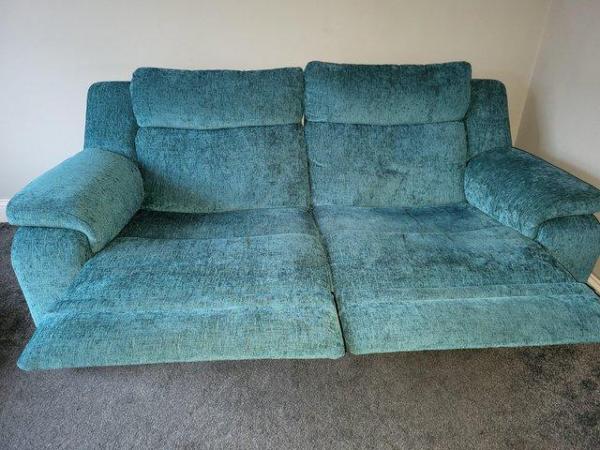 Image 3 of DFS 3 seater Sofa manual recliner. Almost as good as new