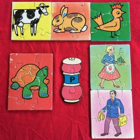 Image 1 of 7 vintage 1970's pre-school,toddler,childs cardboard puzzles