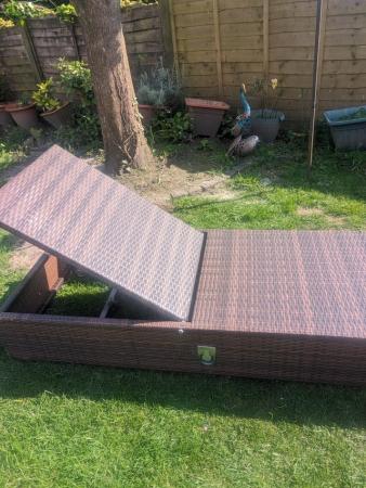 Image 2 of Large Multi Position Rattan Sun Bed