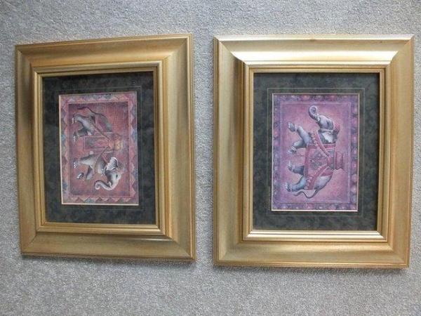Image 2 of Pair of Framed Elephant Pictures