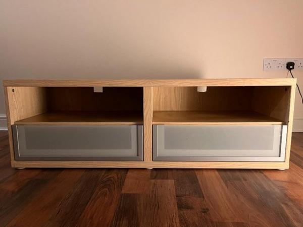 Image 1 of Oak TV Bench with Drawers