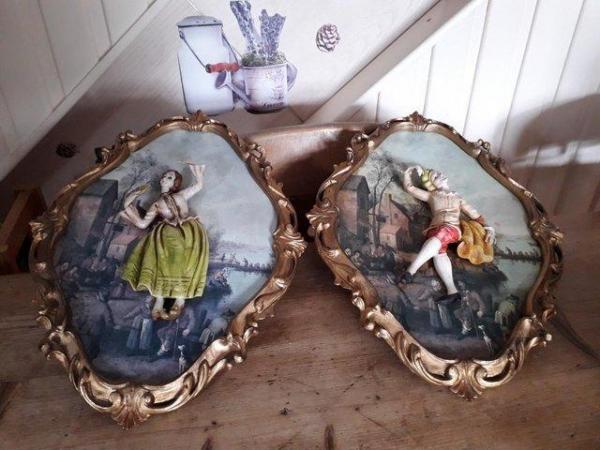 Image 1 of pair .of .. vintage.. pictures/ornaments