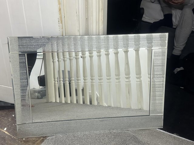 Large silver glitter mirror 