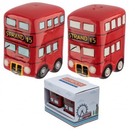 Image 1 of Fun Novelty Routemaster Red Bus Salt and Pepper Set.