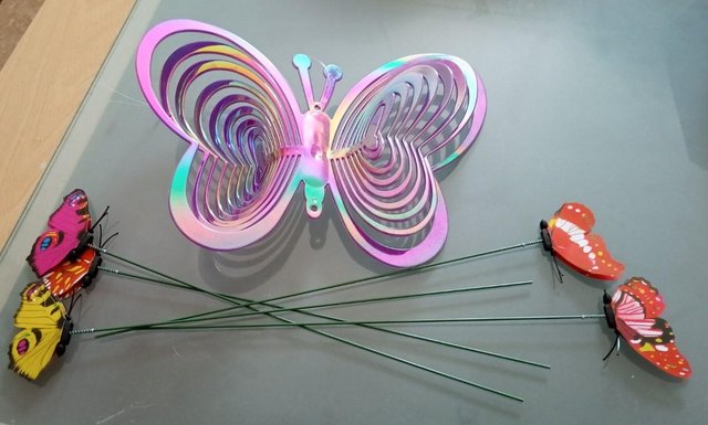 Image 2 of Hanging garden butterfly spinner & decorative stakes