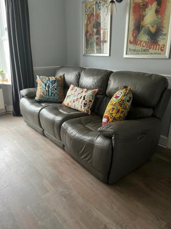 Image 2 of 3 Seater Leather Recliner Sofa with Power Headrests