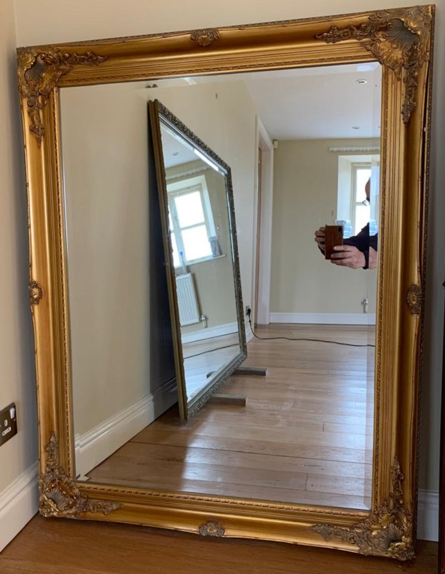 Preview of the first image of Large Antique Gold Frame Mirror 121cm x 95cm.