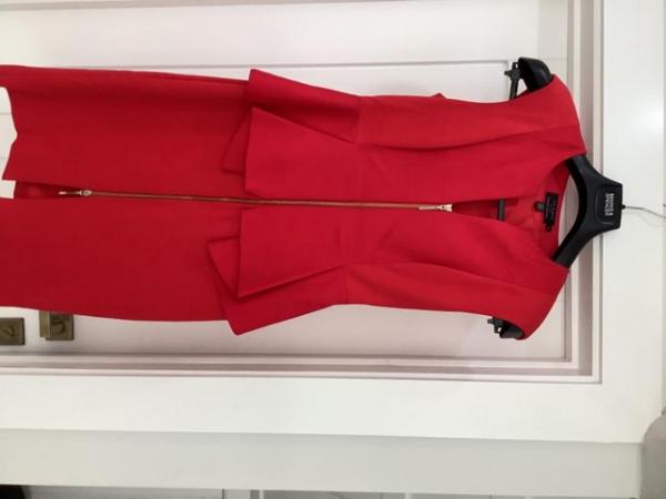 Image 1 of TED Baker size 2 red stunning fitted zip dress