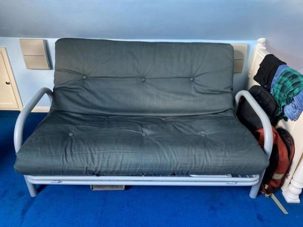 Image 2 of 2 Seater Navy Futon Sofa Bed
